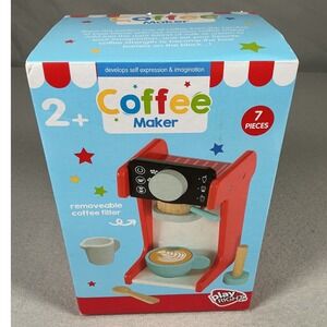 Play Right Wooden Coffee Maker Pretend Play 7 Piece Kids Kitchen Toy Age 2+ NEW